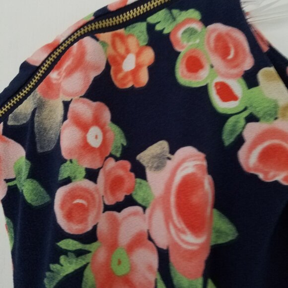 Charter Club Pleated Scoop Neckline Navy Coral Flowered Dress Cap Slv Sz 18 NWT - Picture 10 of 15